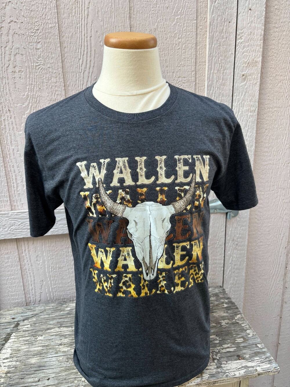 Morgan Wallen Grey Shirt Size Large long horns country Nashville